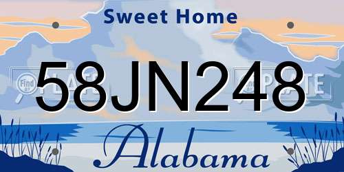 58JN248 Alabama License Plate