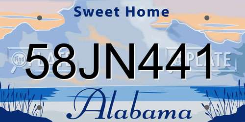 58JN441 Alabama License Plate