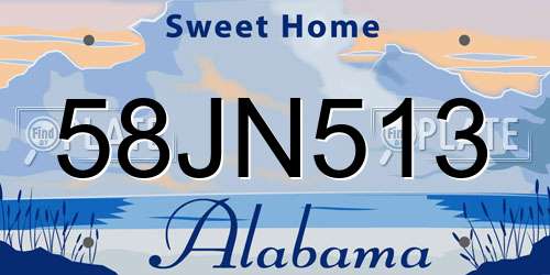 58JN513 Alabama License Plate