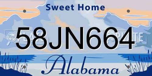 58JN664 Alabama License Plate