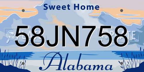 58JN758 Alabama License Plate