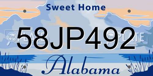 58JP492 Alabama License Plate