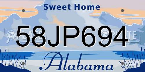 58JP694 Alabama License Plate