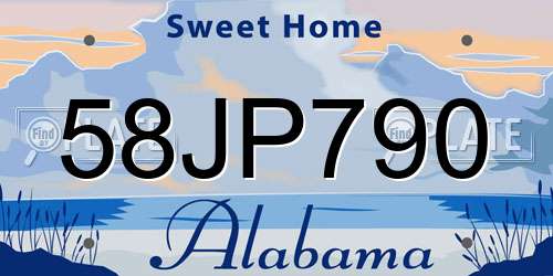 58JP790 Alabama License Plate
