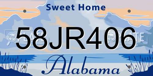 58JR406 Alabama License Plate