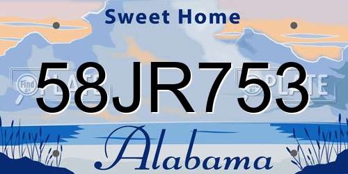 58JR753 Alabama License Plate