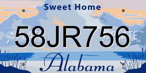 58JR756 Alabama License Plate