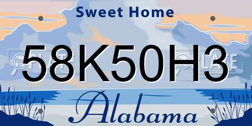58K50H3 Alabama License Plate