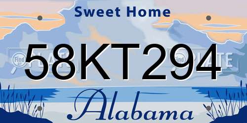 58KT294 Alabama License Plate