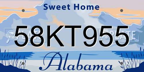 58KT955 Alabama License Plate