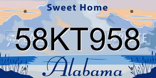 58KT958 Alabama License Plate
