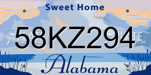 58KZ294 Alabama License Plate