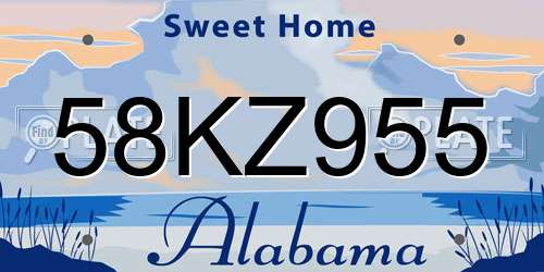 58KZ955 Alabama License Plate