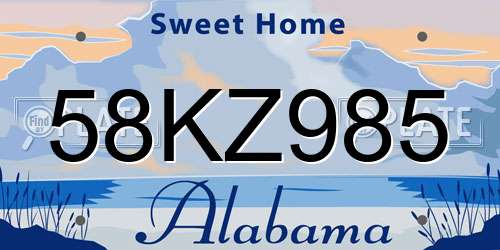 58KZ985 Alabama License Plate