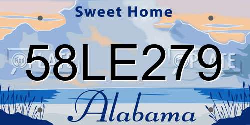 58LE279 Alabama License Plate