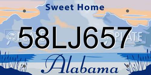 58LJ657 Alabama License Plate