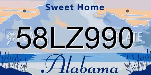 58LZ990 Alabama License Plate