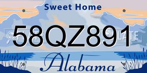 58QZ891 Alabama License Plate