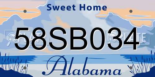 58SB034 Alabama License Plate