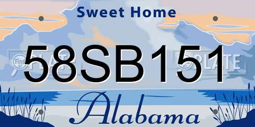 58SB151 Alabama License Plate