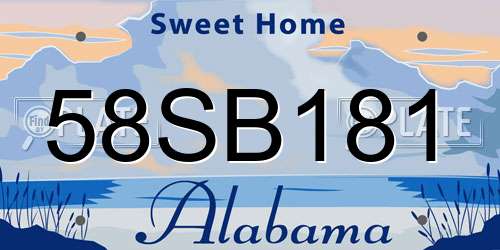 58SB181 Alabama License Plate