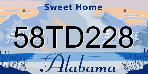 58TD228 Alabama License Plate