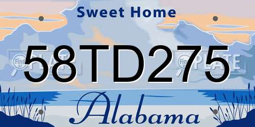 58TD275 Alabama License Plate