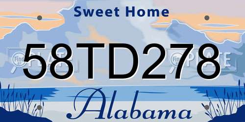 58TD278 Alabama License Plate
