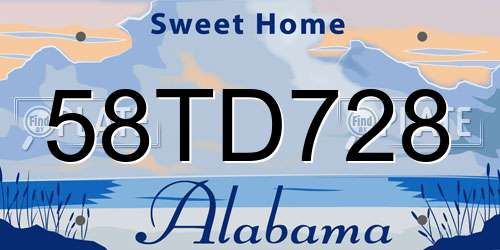 58TD728 Alabama License Plate