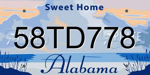 58TD778 Alabama License Plate
