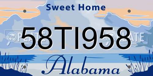 58TI958 Alabama License Plate