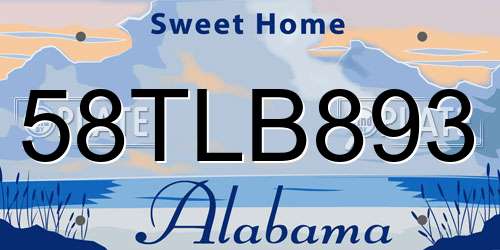 58TLB893 Alabama License Plate