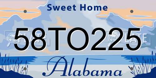 58TO225 Alabama License Plate