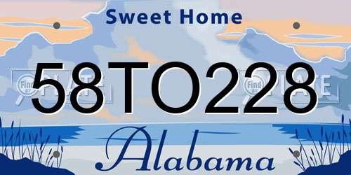 58TO228 Alabama License Plate