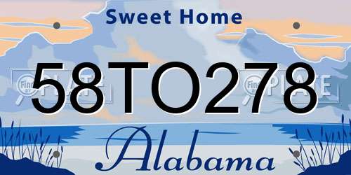 58TO278 Alabama License Plate