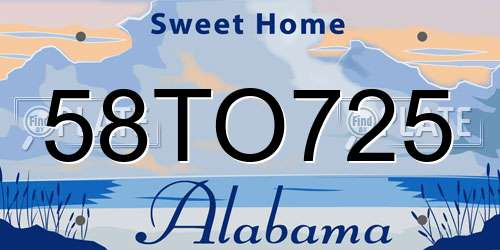 58TO725 Alabama License Plate