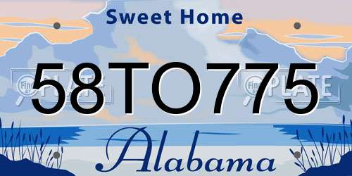58TO775 Alabama License Plate