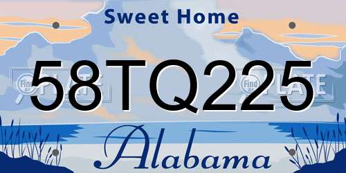 58TQ225 Alabama License Plate