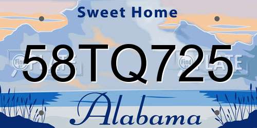 58TQ725 Alabama License Plate