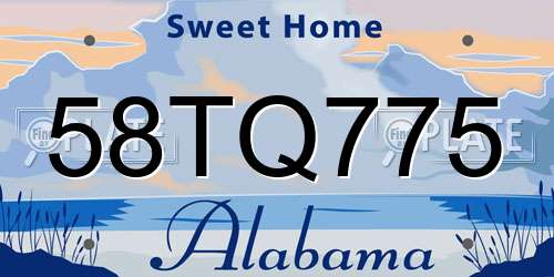 58TQ775 Alabama License Plate
