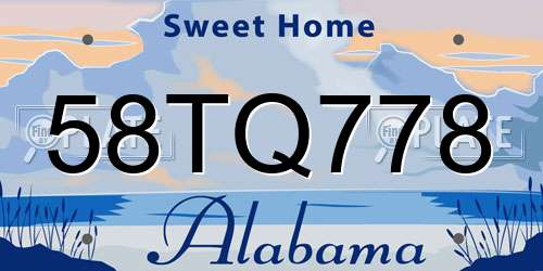 58TQ778 Alabama License Plate
