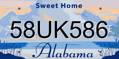58UK586 Alabama License Plate