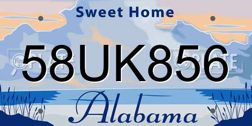58UK856 Alabama License Plate