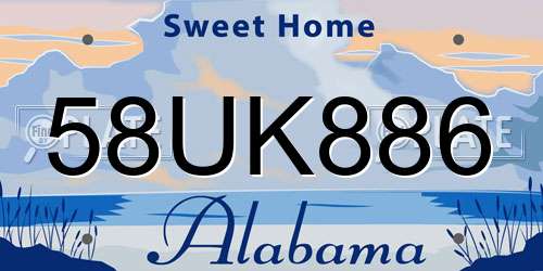 58UK886 Alabama License Plate