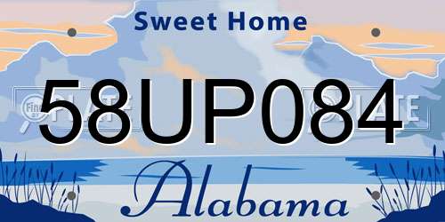 58UP084 Alabama License Plate