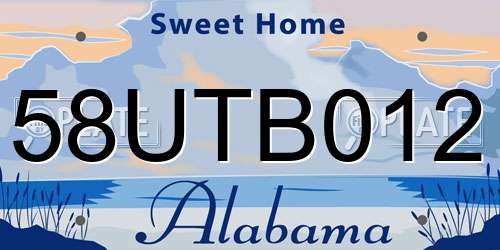 58UTB012 Alabama License Plate