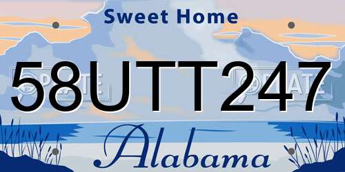 58UTT247 Alabama License Plate