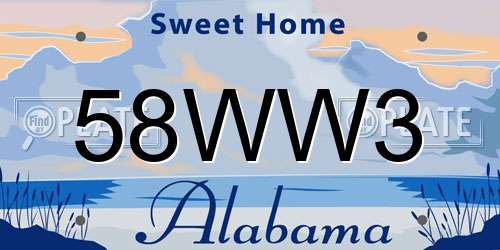 58WW3 Alabama License Plate
