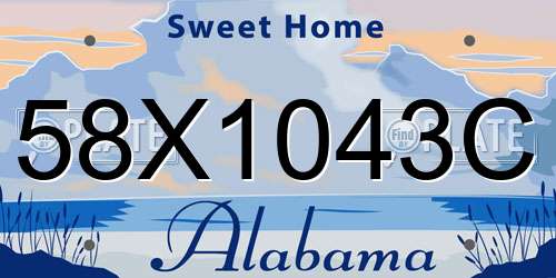 58X1043C Alabama License Plate