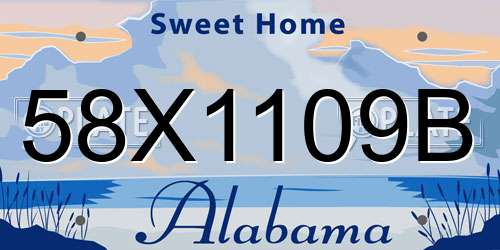 58X1109B Alabama License Plate